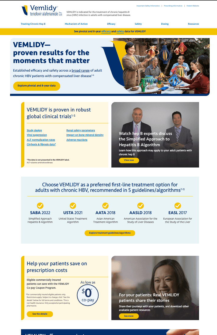 Vemlidy launched site — HCP efficacy and safety