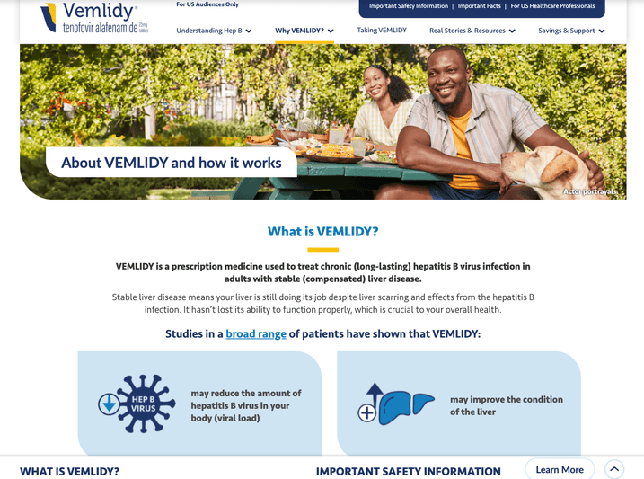 Vemlidy launched site — what is VEMLIDY