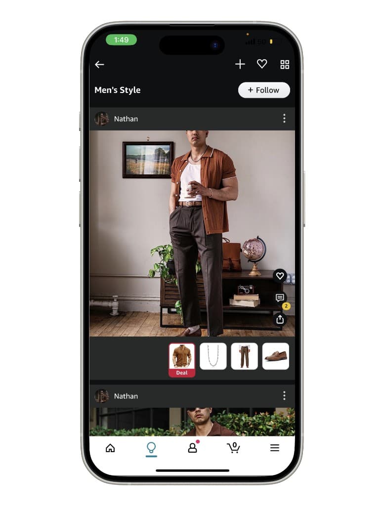 Inspire feed — shoppable post with Logitech mouse and creator content
