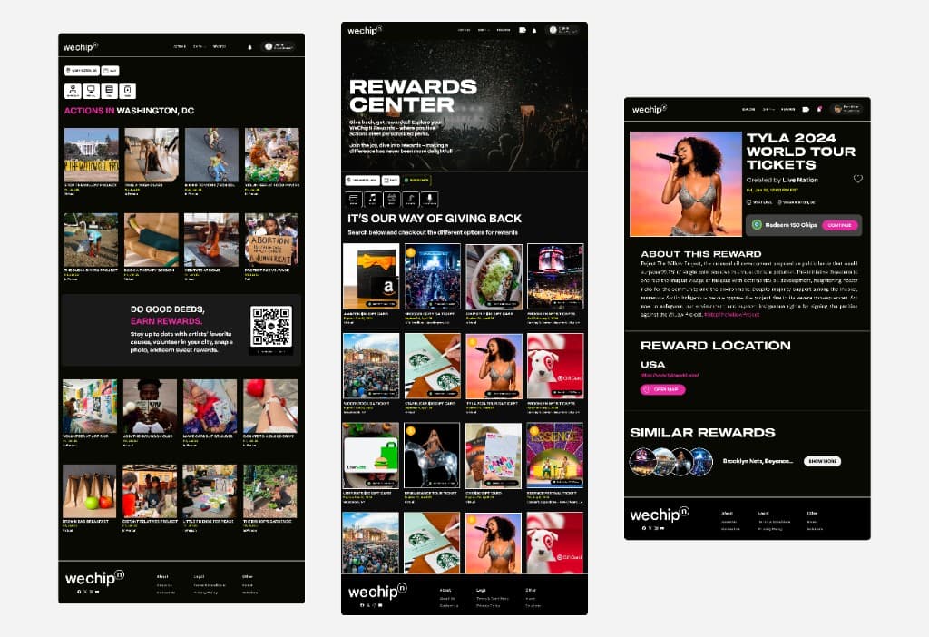 Rewards Center and Actions page